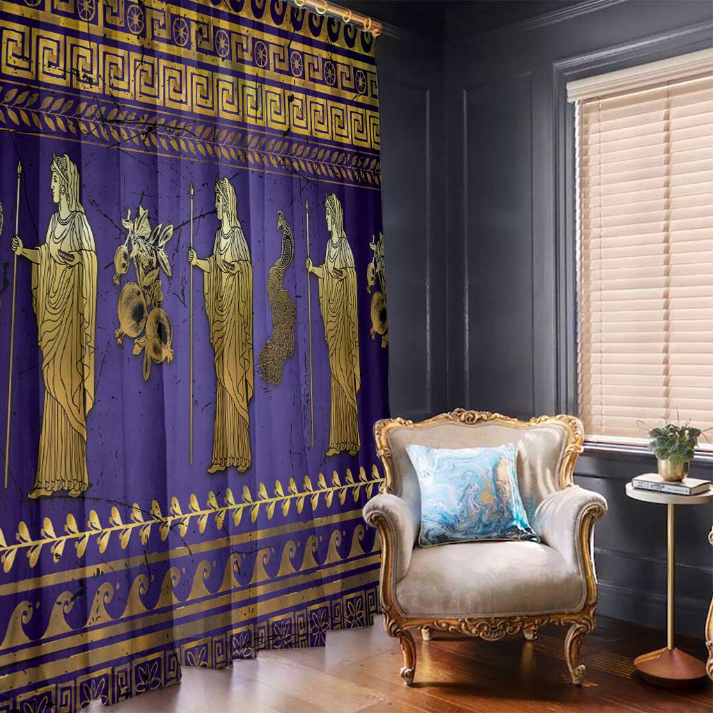 Hera Window Curtain Goddess With Ancient Greek Pattern - Wonder Print Shop