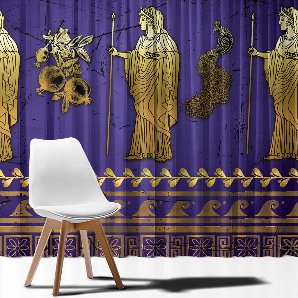 Hera Window Curtain Goddess With Ancient Greek Pattern - Wonder Print Shop