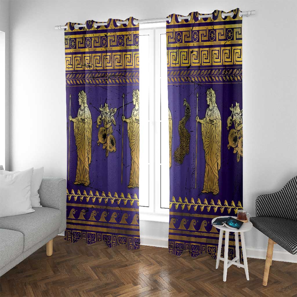 Hera Window Curtain Goddess With Ancient Greek Pattern - Wonder Print Shop