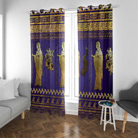 Hera Window Curtain Goddess With Ancient Greek Pattern - Wonder Print Shop