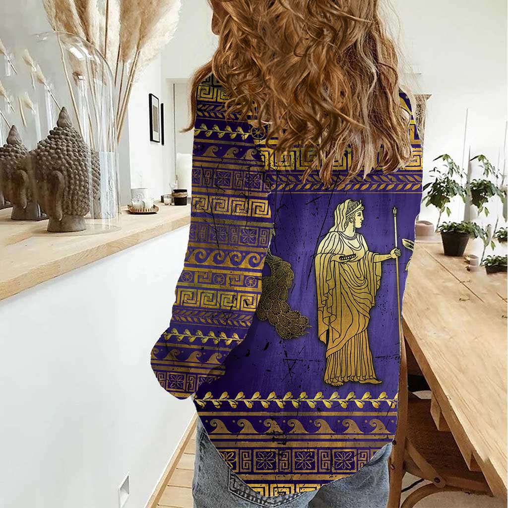 Hera Women Casual Shirt Goddess With Ancient Greek Pattern - Wonder Print Shop