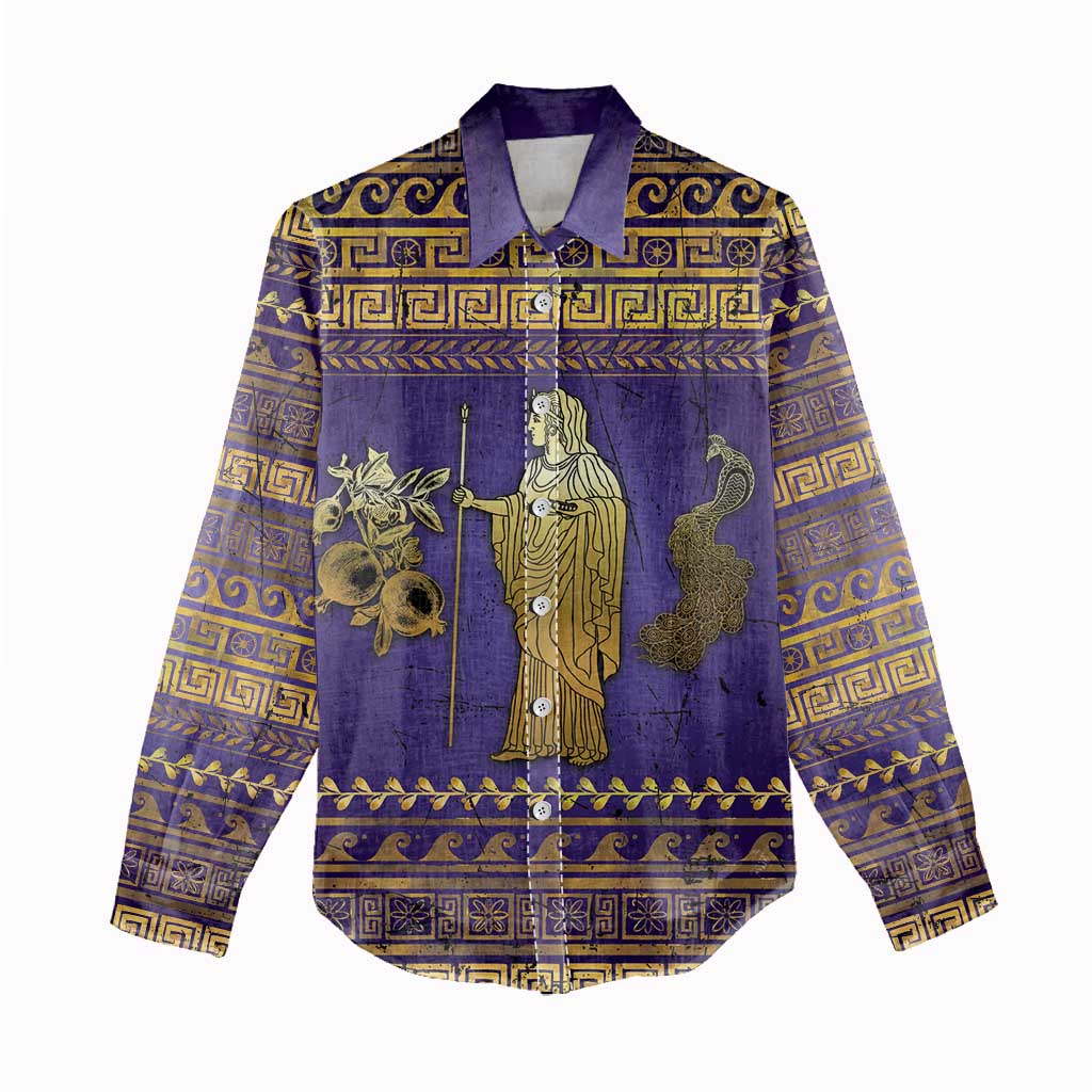 Hera Women Casual Shirt Goddess With Ancient Greek Pattern - Wonder Print Shop