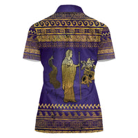 Hera Women Polo Shirt Goddess With Ancient Greek Pattern - Wonder Print Shop
