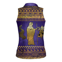 Hera Women Sleeveless Polo Shirt Goddess With Ancient Greek Pattern - Wonder Print Shop