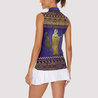Hera Women Sleeveless Polo Shirt Goddess With Ancient Greek Pattern - Wonder Print Shop