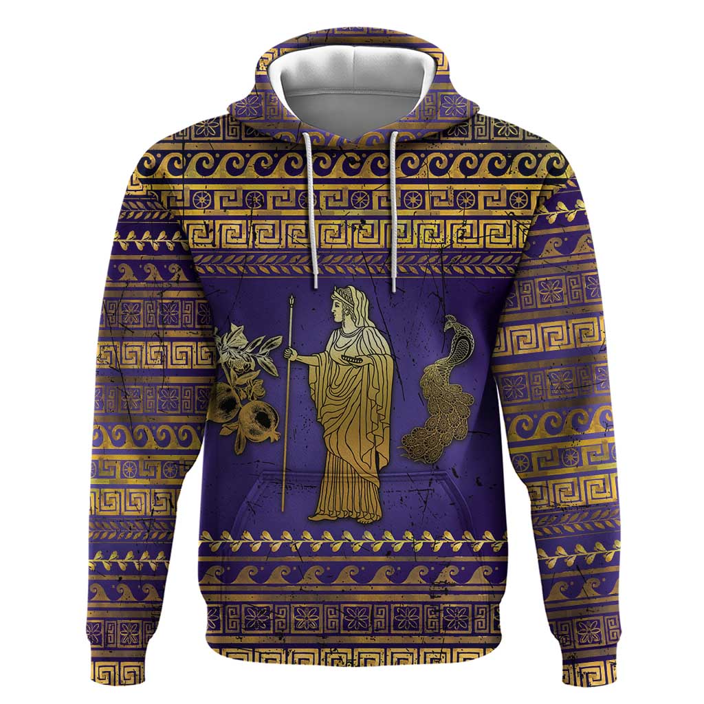 Hera Zip Hoodie Goddess With Ancient Greek Pattern - Wonder Print Shop