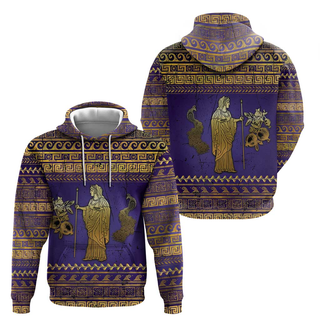 Hera Zip Hoodie Goddess With Ancient Greek Pattern - Wonder Print Shop