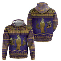 Hera Zip Hoodie Goddess With Ancient Greek Pattern - Wonder Print Shop