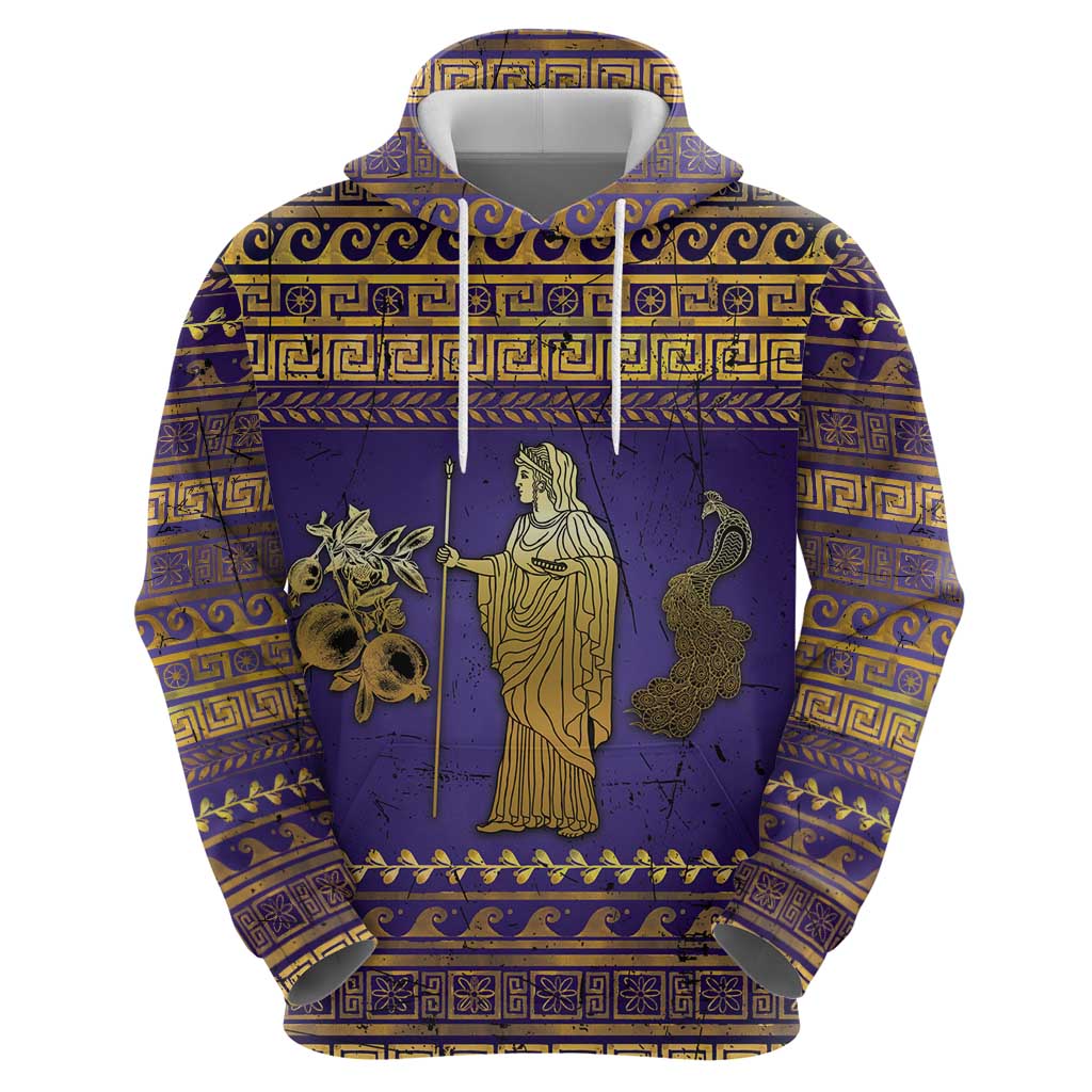 Hera Zip Hoodie Goddess With Ancient Greek Pattern - Wonder Print Shop