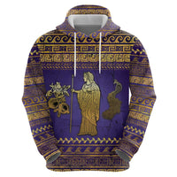 Hera Zip Hoodie Goddess With Ancient Greek Pattern - Wonder Print Shop
