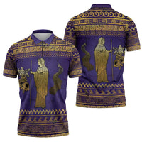 Hera Zipper Polo Shirt Goddess With Ancient Greek Pattern - Wonder Print Shop