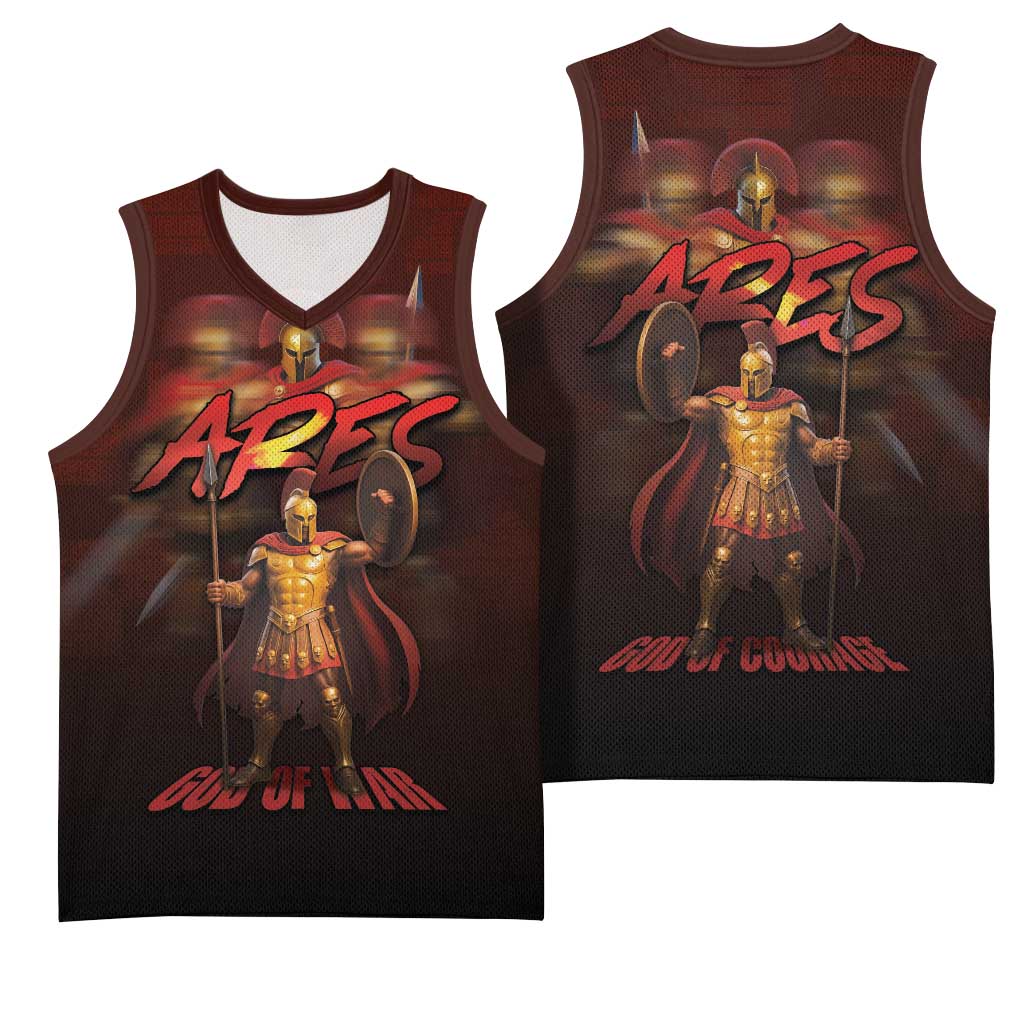 Ancient Greek Ares Basketball Jersey God Of War And Courage - Wonder Print Shop