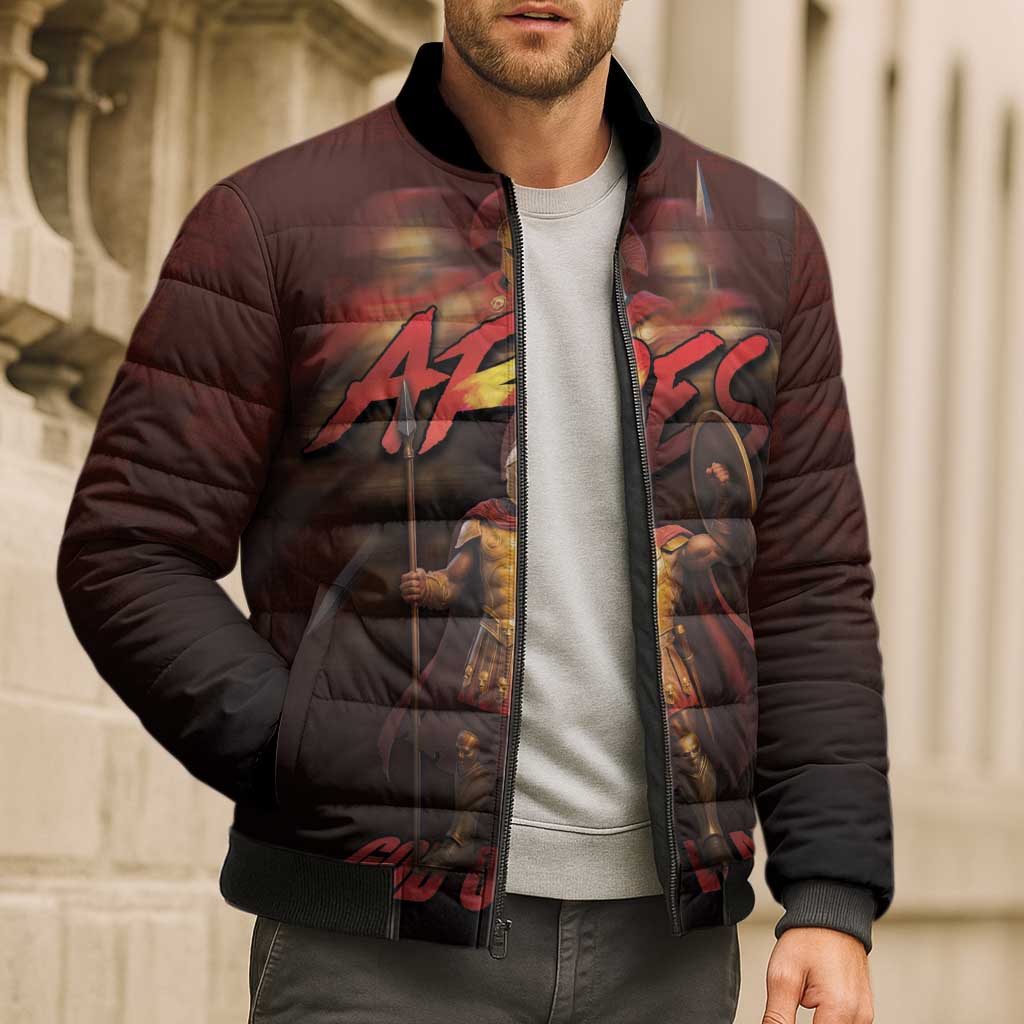 Ancient Greek Ares Bomber Puffer Jacket God Of War And Courage - Wonder Print Shop