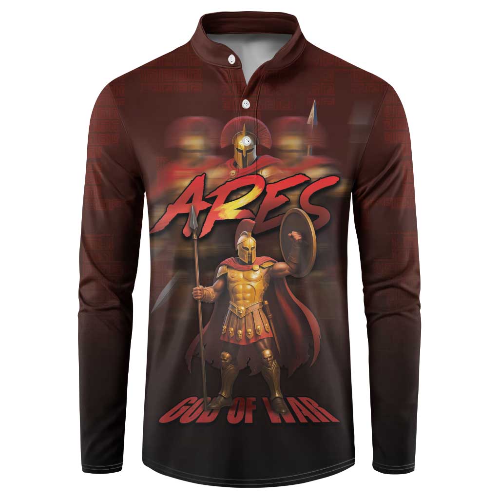 Ancient Greek Ares Button Sweatshirt God Of War And Courage - Wonder Print Shop