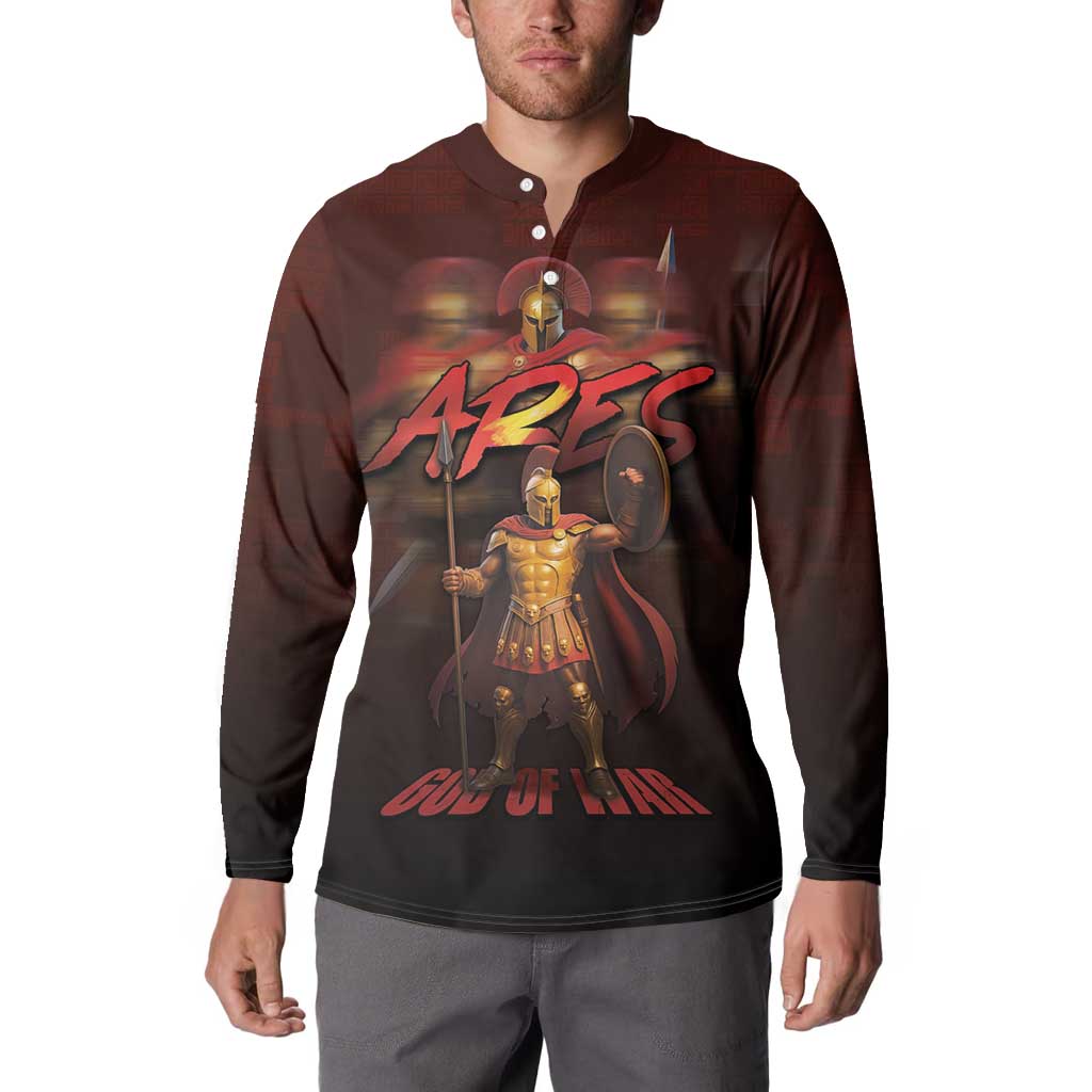 Ancient Greek Ares Button Sweatshirt God Of War And Courage - Wonder Print Shop