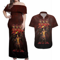 Ancient Greek Ares Couples Matching Off Shoulder Maxi Dress and Hawaiian Shirt God Of War And Courage - Wonder Print Shop