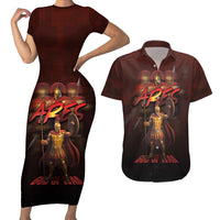 Ancient Greek Ares Couples Matching Short Sleeve Bodycon Dress and Hawaiian Shirt God Of War And Courage - Wonder Print Shop