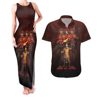 Ancient Greek Ares Couples Matching Tank Maxi Dress and Hawaiian Shirt God Of War And Courage - Wonder Print Shop