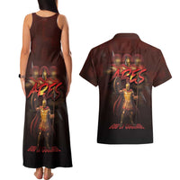 Ancient Greek Ares Couples Matching Tank Maxi Dress and Hawaiian Shirt God Of War And Courage - Wonder Print Shop