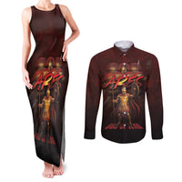Ancient Greek Ares Couples Matching Tank Maxi Dress and Long Sleeve Button Shirt God Of War And Courage - Wonder Print Shop