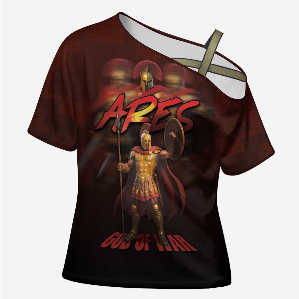 Ancient Greek Ares Cross Shoulder Shirt God Of War And Courage - Wonder Print Shop