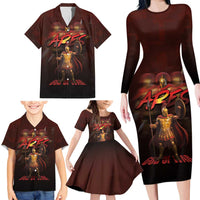 Ancient Greek Ares Family Matching Long Sleeve Bodycon Dress and Hawaiian Shirt God Of War And Courage - Wonder Print Shop