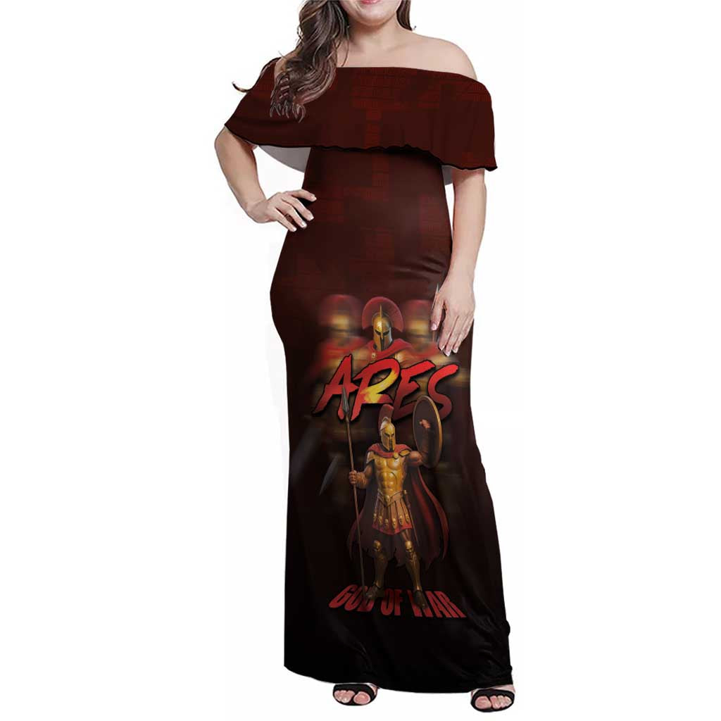 Ancient Greek Ares Family Matching Off Shoulder Maxi Dress and Hawaiian Shirt God Of War And Courage - Wonder Print Shop