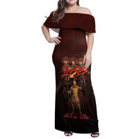 Ancient Greek Ares Family Matching Off Shoulder Maxi Dress and Hawaiian Shirt God Of War And Courage - Wonder Print Shop