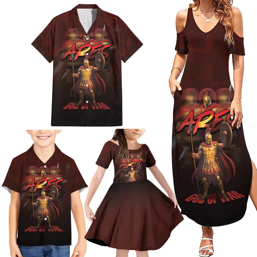 Ancient Greek Ares Family Matching Summer Maxi Dress and Hawaiian Shirt God Of War And Courage - Wonder Print Shop