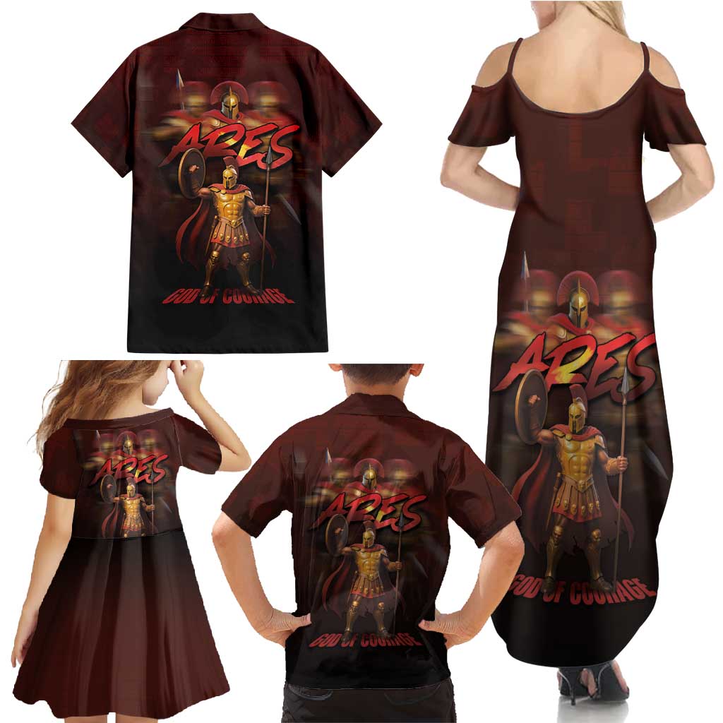 Ancient Greek Ares Family Matching Summer Maxi Dress and Hawaiian Shirt God Of War And Courage - Wonder Print Shop