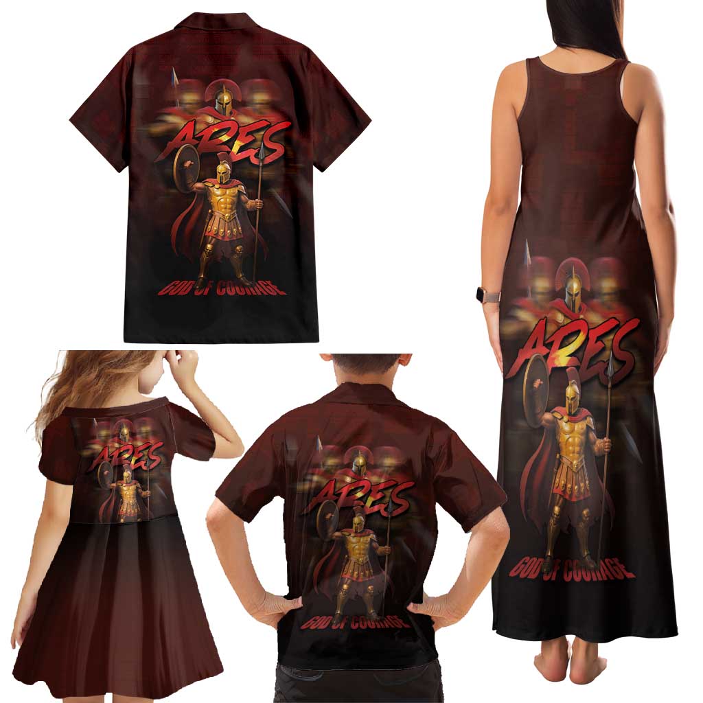 Ancient Greek Ares Family Matching Tank Maxi Dress and Hawaiian Shirt God Of War And Courage - Wonder Print Shop