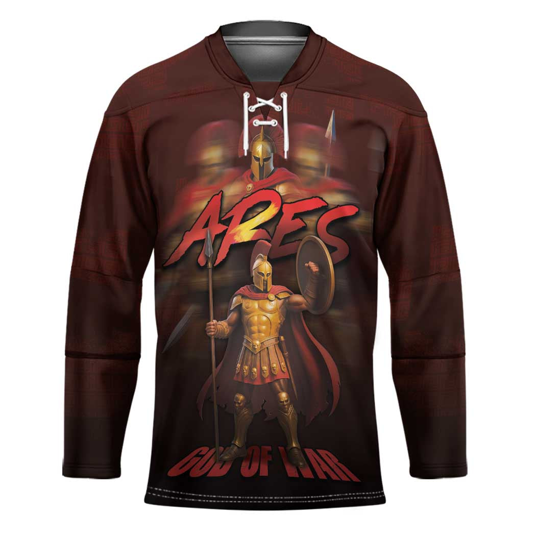Ancient Greek Ares Hockey Jersey God Of War And Courage - Wonder Print Shop