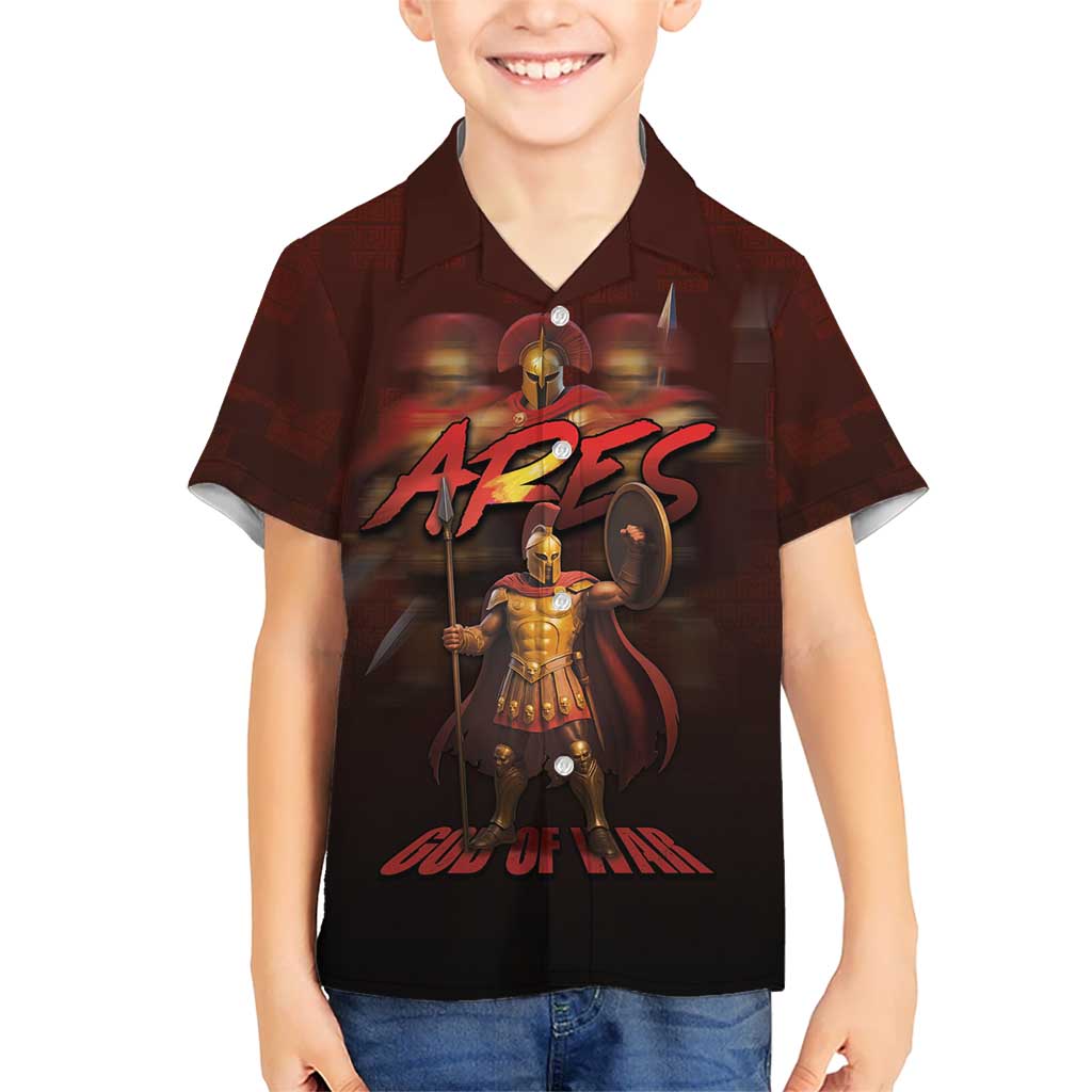 Ancient Greek Ares Kid Hawaiian Shirt God Of War And Courage - Wonder Print Shop