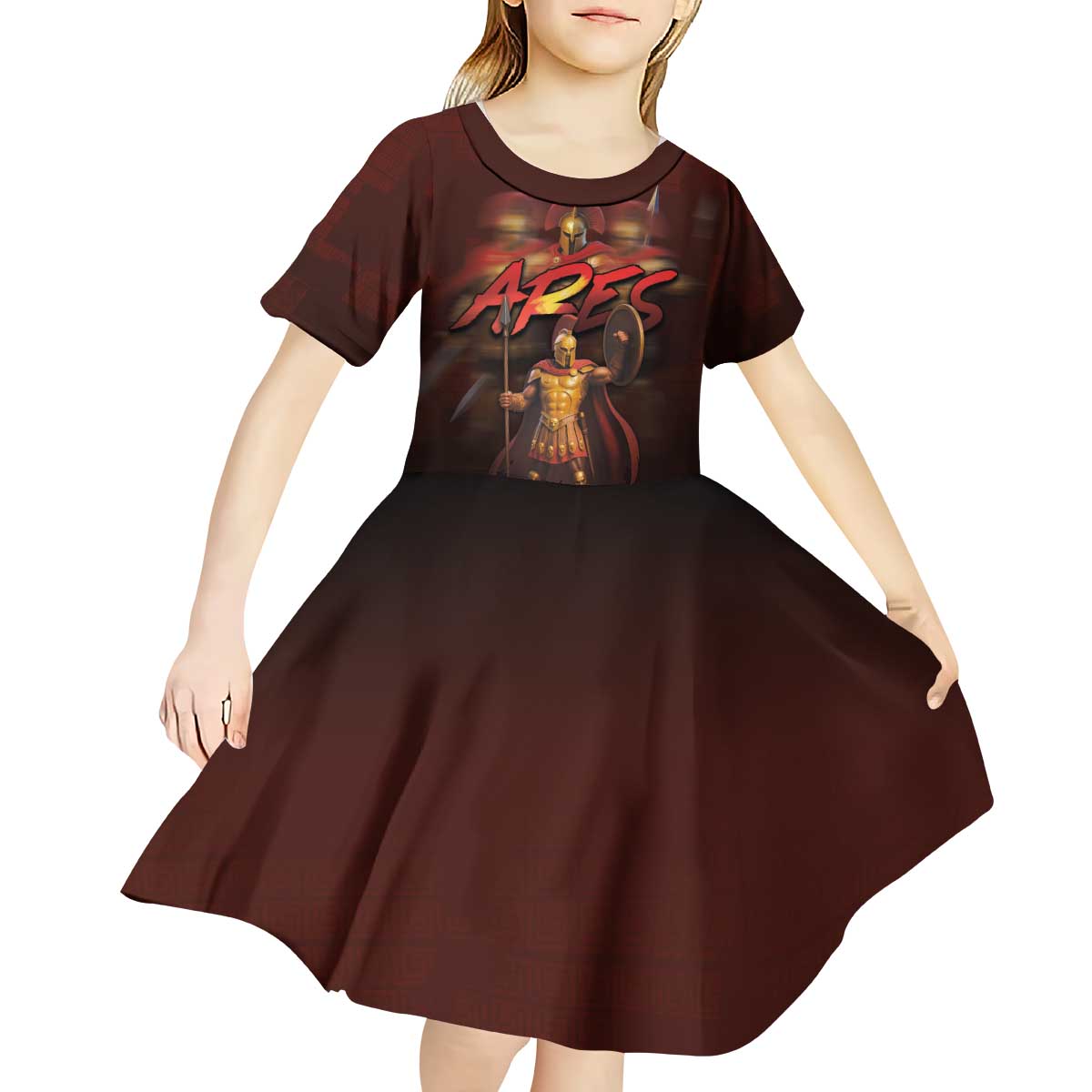 Ancient Greek Ares Kid Short Sleeve Dress God Of War And Courage - Wonder Print Shop