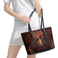 Ancient Greek Ares Leather Tote Bag God Of War And Courage - Wonder Print Shop