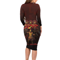 Ancient Greek Ares Long Sleeve Bodycon Dress God Of War And Courage - Wonder Print Shop
