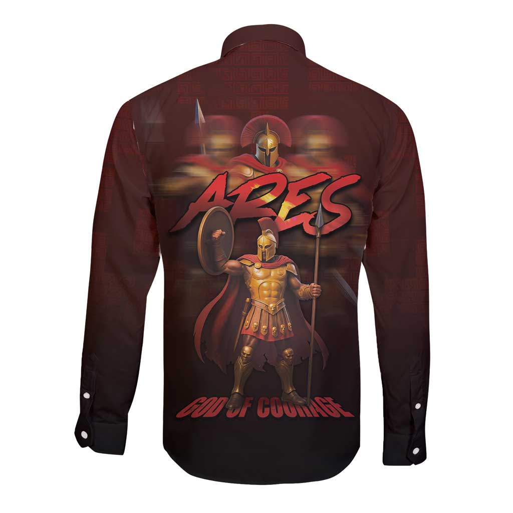 Ancient Greek Ares Long Sleeve Button Shirt God Of War And Courage - Wonder Print Shop