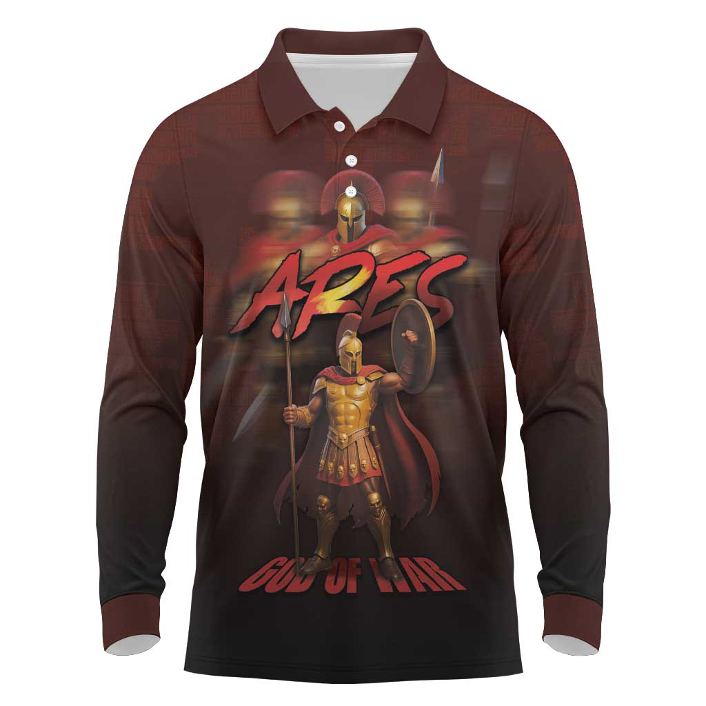 Ancient Greek Ares Long Sleeve Polo Shirt God Of War And Courage - Wonder Print Shop