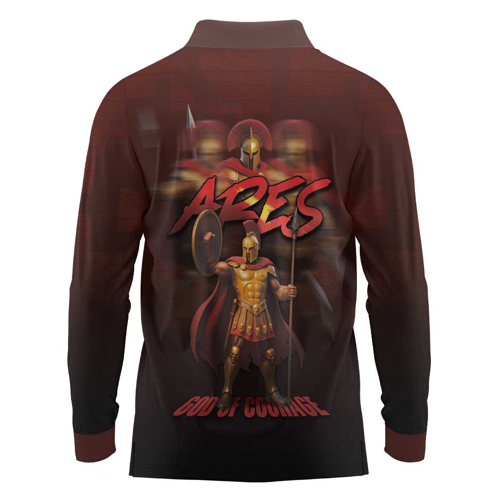 Ancient Greek Ares Long Sleeve Polo Shirt God Of War And Courage - Wonder Print Shop
