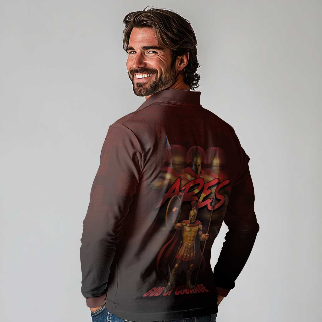 Ancient Greek Ares Long Sleeve Polo Shirt God Of War And Courage - Wonder Print Shop