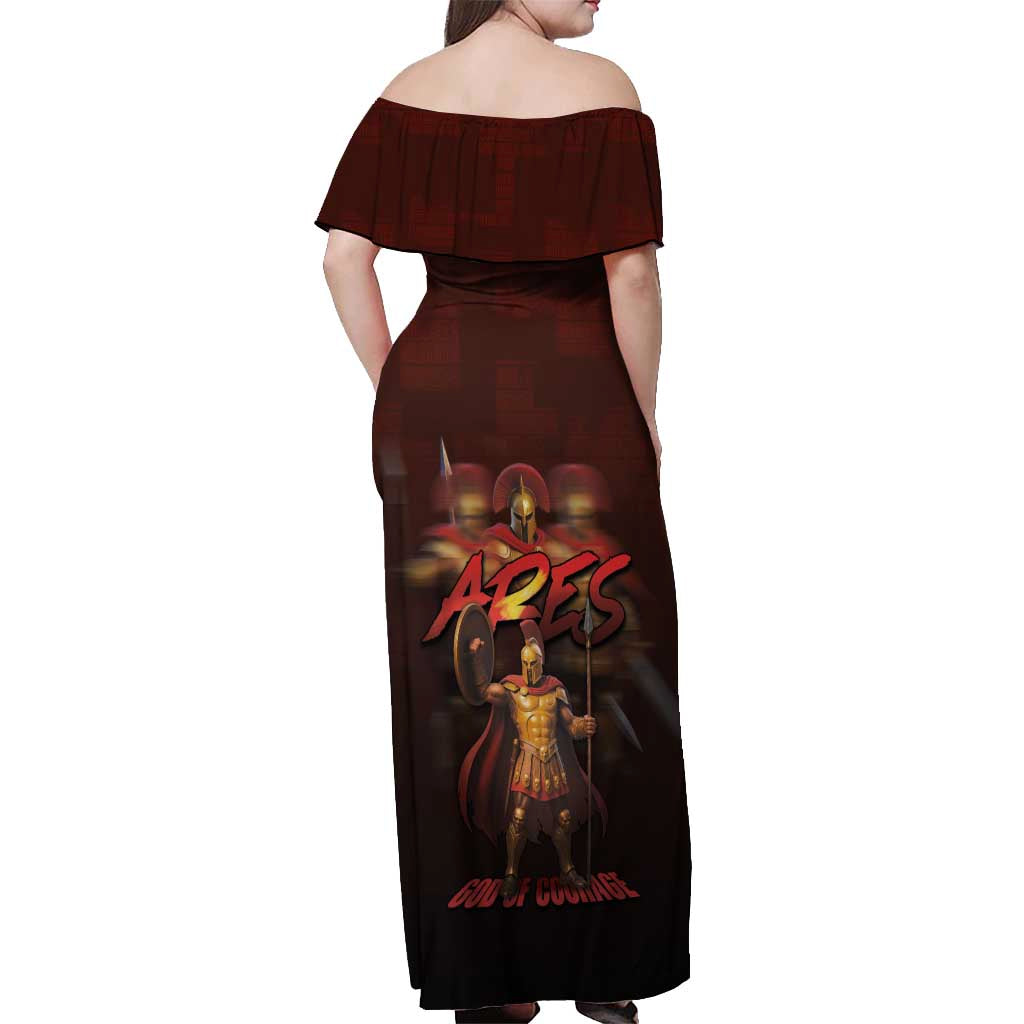 Ancient Greek Ares Off Shoulder Maxi Dress God Of War And Courage - Wonder Print Shop