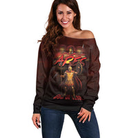 Ancient Greek Ares Off Shoulder Sweater God Of War And Courage - Wonder Print Shop