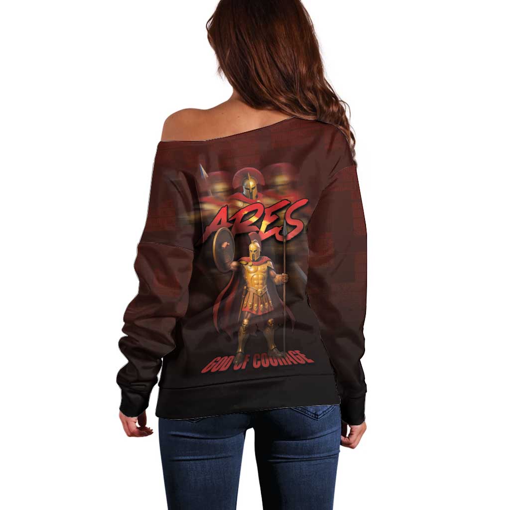 Ancient Greek Ares Off Shoulder Sweater God Of War And Courage - Wonder Print Shop