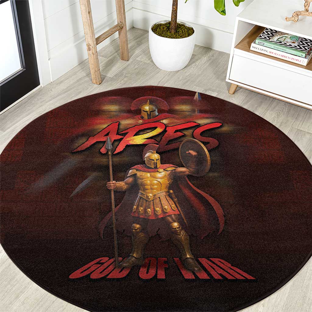 Ancient Greek Ares Round Carpet God Of War And Courage - Wonder Print Shop