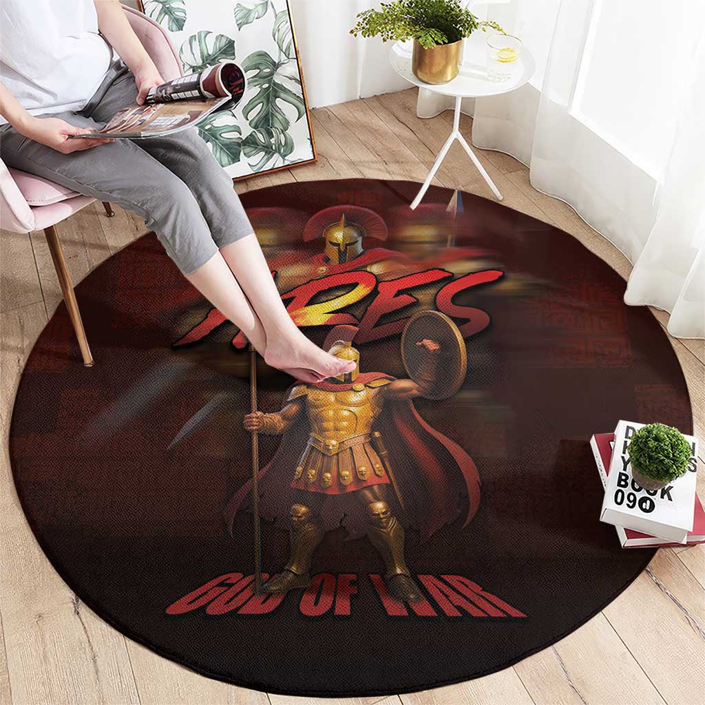 Ancient Greek Ares Round Carpet God Of War And Courage - Wonder Print Shop