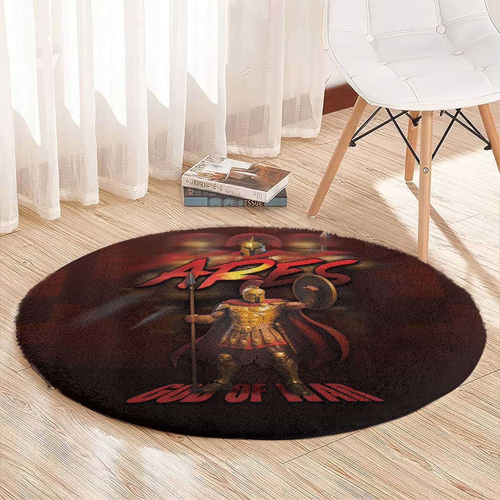 Ancient Greek Ares Round Carpet God Of War And Courage - Wonder Print Shop