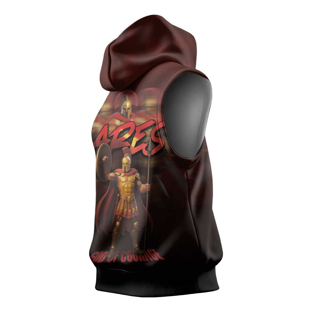 Ancient Greek Ares Sleeveless Hoodie God Of War And Courage - Wonder Print Shop