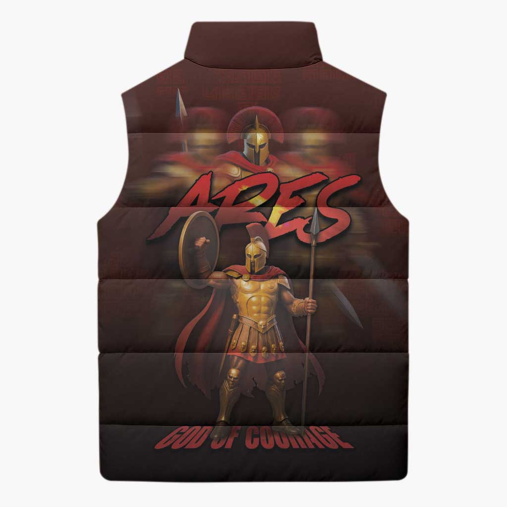 Ancient Greek Ares Sleeveless Puffer Jacket God Of War And Courage - Wonder Print Shop