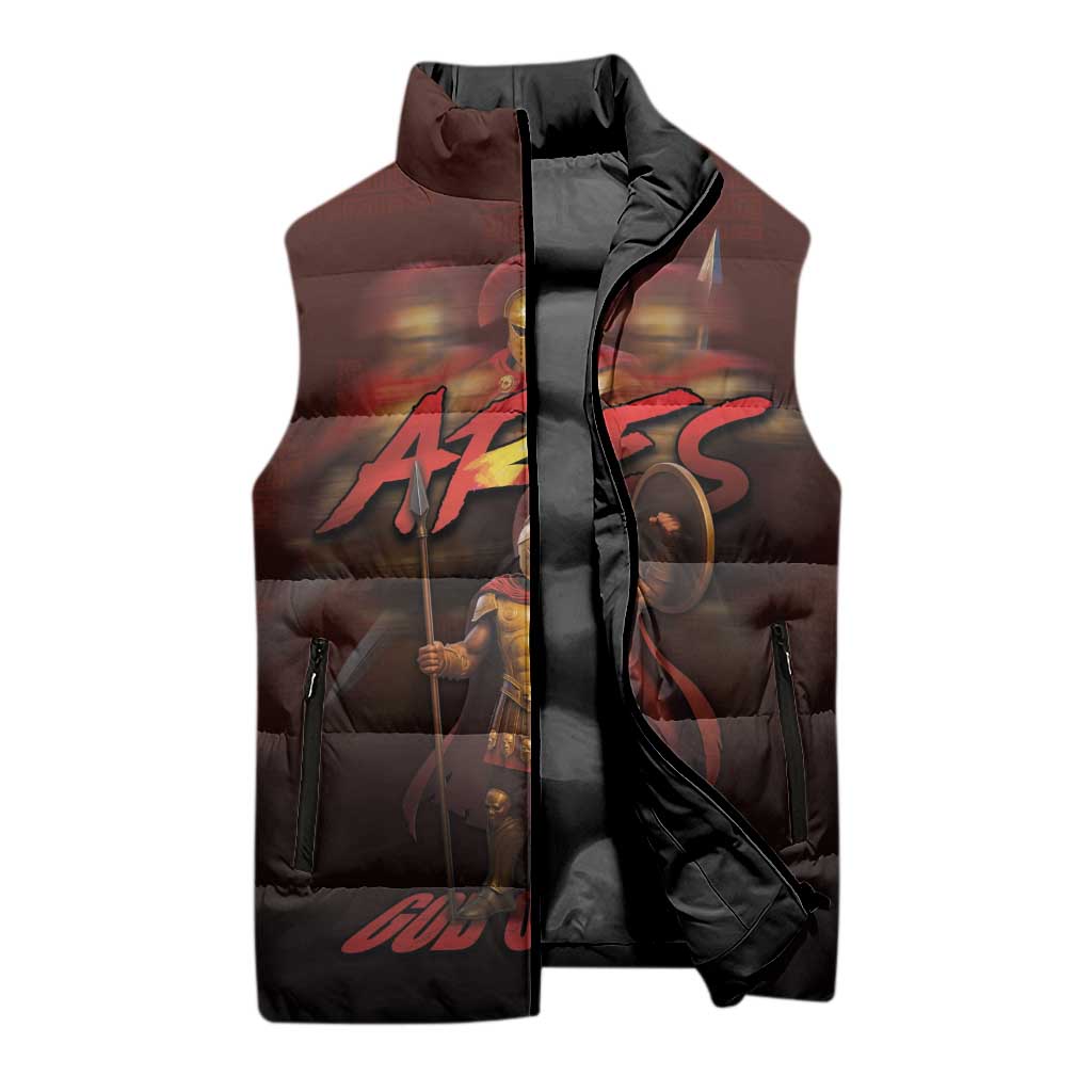 Ancient Greek Ares Sleeveless Puffer Jacket God Of War And Courage - Wonder Print Shop