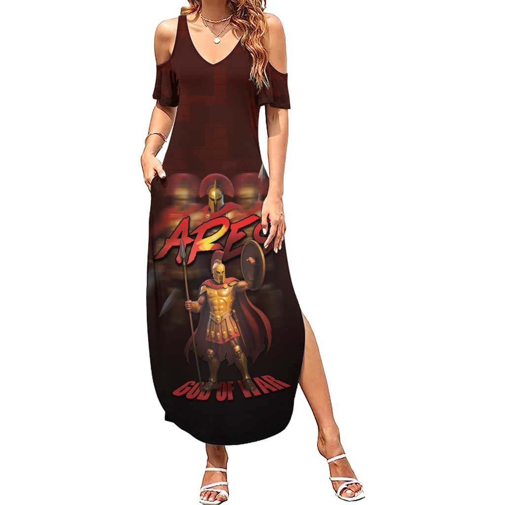 Ancient Greek Ares Summer Maxi Dress God Of War And Courage - Wonder Print Shop